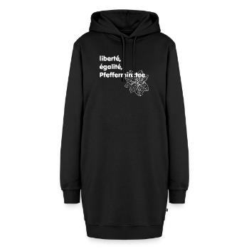 Liberté Egalité Pfefferminztee - Hoodie-Kleid - Schwarz - Vorne - AI Model Female 172 light (172cm)