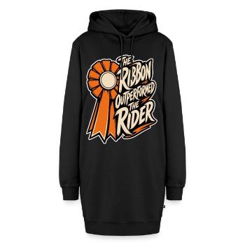Reiterhumor – The Ribbon Outperformed the Rider - Hoodie-Kleid - Schwarz - Vorne - AI Model Female 172 light (172cm)