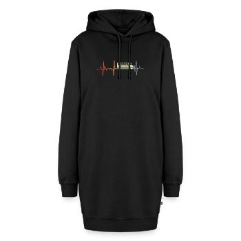 Retro Busfahrer Kardiogramm - Hoodie-Kleid - Schwarz - Vorne - AI Model Female 172 light (172cm)