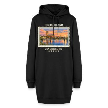 Deutschland Magdeburg Vintage Reisemarke - Hoodie-Kleid - Schwarz - Vorne - AI Model Female 172 light (172cm)