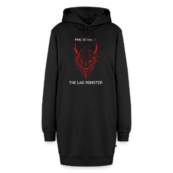 The Lag Monster Gamer Zocker Spruch High Ping - Hoodie-Kleid - Schwarz - Vorne - AI Model Female 172 light (172cm)