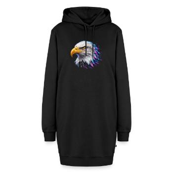 Digitaler Goldadler – Neon-Porträt - Hoodie-Kleid - Schwarz - Vorne - AI Model Female 172 light (172cm)