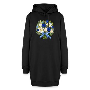 Blauer Rosenstrauß mit Lilien - Hoodie-Kleid - Schwarz - Vorne - AI Model Female 172 light (172cm)