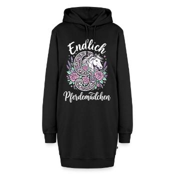 9. Geburtstag Pferdemädchen Endlich 9 Jahre Pferd - Hoodie-Kleid - Schwarz - Vorne - AI Model Female 172 light (172cm)