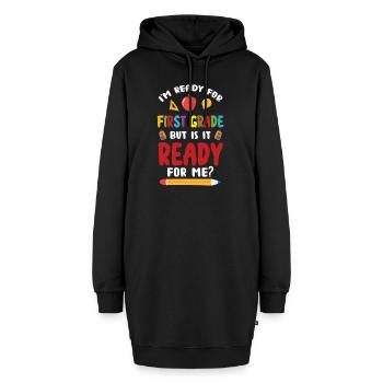 Einschulung Schulanfang Erste Klasse Schule - Hoodie-Kleid - Schwarz - Vorne - AI Model Female 172 light (172cm)