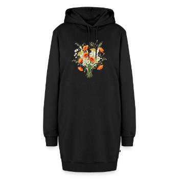 Wildblumenstrauß mit Mohn und Kamille - Hoodie-Kleid - Schwarz - Vorne - AI Model Female 172 light (172cm)