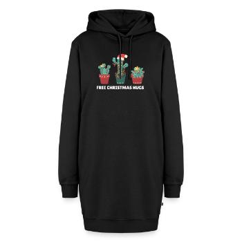Free Christmas Hugs lustige Kakteen Pflanzen - Hoodie-Kleid - Schwarz - Vorne - AI Model Female 172 light (172cm)