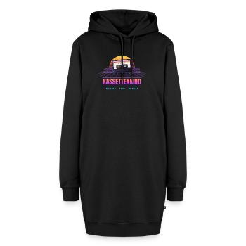 Kassettenkind - Retro 80er Synthwave Kassette - Hoodie-Kleid - Schwarz - Vorne - AI Model Female 172 light (172cm)