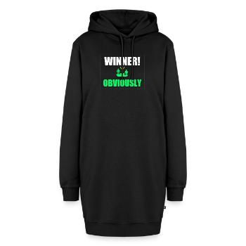 Gewinner: Offensichtlich Neon-Sieg - Hoodie-Kleid - Schwarz - Vorne - AI Model Female 172 light (172cm)