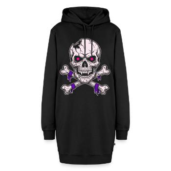 Schädelkreuz Neonlila Piraten Skull - Hoodie-Kleid - Schwarz - Vorne - AI Model Female 172 light (172cm)
