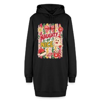 Ungezogene oder nette Weihnachtskatze – süßes festliches Kätzchen - Hoodie-Kleid - Schwarz - Vorne - AI Model Female 172 light (172cm)