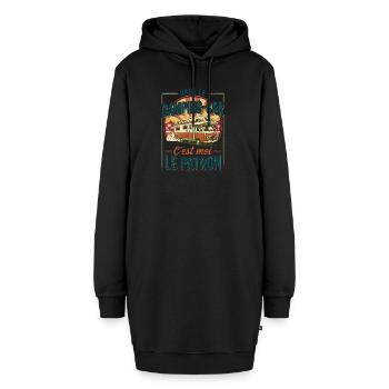 Im Wohnmobil bin ich der Chef - Hoodie-Kleid - Schwarz - Vorne - AI Model Female 172 light (172cm)