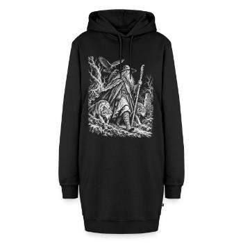 Odin – Der einsame Wanderer - Hoodie-Kleid - Schwarz - Vorne - AI Model Female 172 light (172cm)