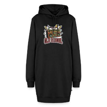 Old School Boombox – Retro-Musik der 80er - Hoodie-Kleid - Schwarz - Vorne - AI Model Female 172 light (172cm)