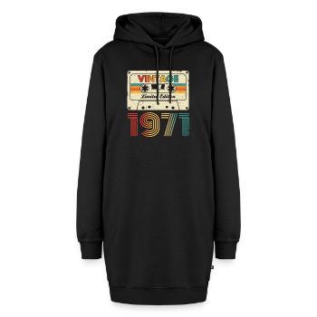 Vintage 1971 Limited Edition Kassette 55th Birthda - Hoodie-Kleid - Schwarz - Vorne - AI Model Female 172 light (172cm)