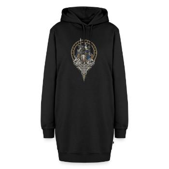 Die Ringer – Ringkampf im Flechtwerk - Hoodie-Kleid - Schwarz - Vorne - AI Model Female 172 light (172cm)