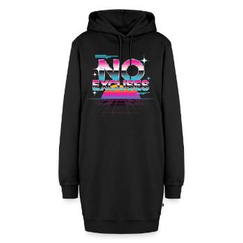 No Excuses Motivationsspruch Synthwave - Hoodie-Kleid - Schwarz - Vorne - AI Model Female 172 light (172cm)