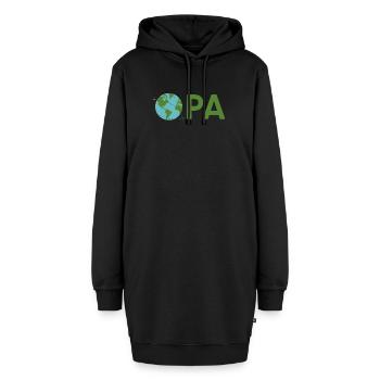 Opa mit Weltreise – Grün - Hoodie-Kleid - Schwarz - Vorne - AI Model Female 172 light (172cm)