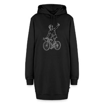 Rennrad Sieg Daumen Hoch Radfahrer Line Art Shirt - Hoodie-Kleid - Schwarz - Vorne - AI Model Female 172 light (172cm)