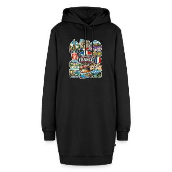 Frankreich Reisesticker - Hoodie-Kleid - Schwarz - Vorne - AI Model Female 172 light (172cm)