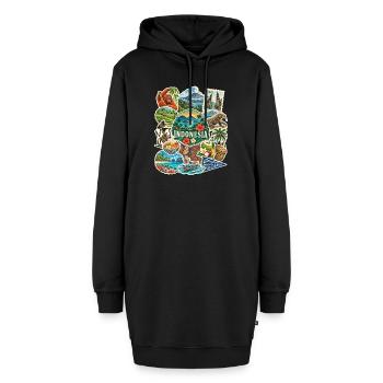 Indonesien Reisesticker - Hoodie-Kleid - Schwarz - Vorne - AI Model Female 172 light (172cm)