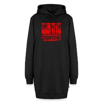 Four more reps Fitness Bodybuilder Gym Kraftsport - Hoodie-Kleid - Schwarz - Vorne - AI Model Female 172 light (172cm)