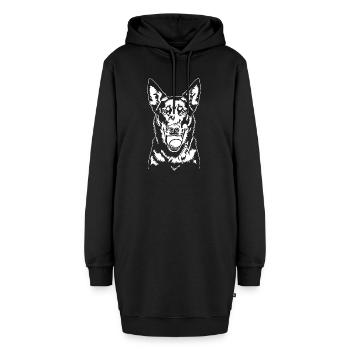 Australian Kelpie Ball Balljunkie Hunde Wilsigns  - Hoodie-Kleid - Schwarz - Vorne - AI Model Female 172 light (172cm)