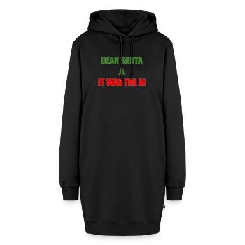 Lieber Weihnachtsmann, es war die KI Lustiges Weihnachten - Hoodie-Kleid - Schwarz - Vorne - AI Model Female 172 light (172cm)
