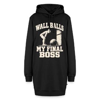 Wall Balls Damen-Hybrid-Fitness-Rennen Fitnessstudio-Humor - Hoodie-Kleid - Schwarz - Vorne - AI Model Female 172 light (172cm)
