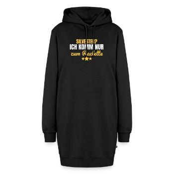Silvester? Ich komm nur zum Raclette - Hoodie-Kleid - Schwarz - Vorne - AI Model Female 172 light (172cm)