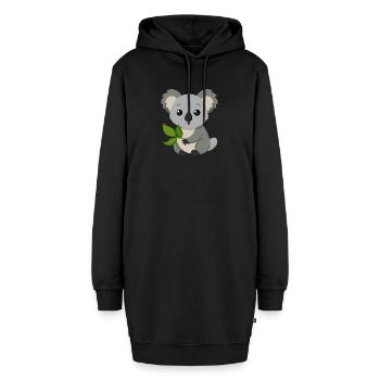 Baby-Koala - Hoodie-Kleid - Schwarz - Vorne - AI Model Female 172 light (172cm)
