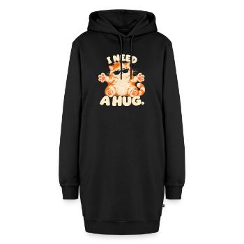 Katze mit Sonnenbrille – I Need a Hug - Hoodie-Kleid - Schwarz - Vorne - AI Model Female 172 light (172cm)