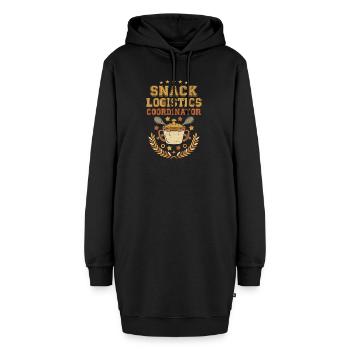 Snack Logistikkoordinator - Hoodie-Kleid - Schwarz - Vorne - AI Model Female 172 light (172cm)