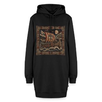 Wikinger – Nordischer Wandteppich - Hoodie-Kleid - Schwarz - Vorne - AI Model Female 172 light (172cm)