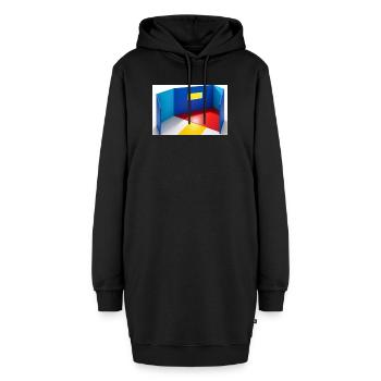 Abstrakter geometrischer Minimalismus - Hoodie-Kleid - Schwarz - Vorne - AI Model Female 172 light (172cm)