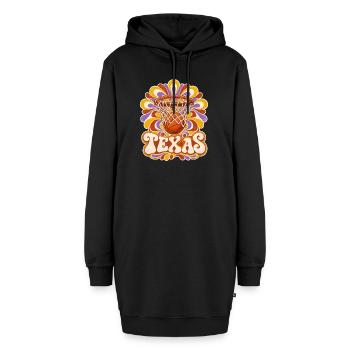 Texas Hoop Psychedelische Blüten - Hoodie-Kleid - Schwarz - Vorne - AI Model Female 172 light (172cm)
