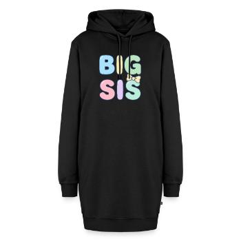 große Schwester - Hoodie-Kleid - Schwarz - Vorne - AI Model Female 172 light (172cm)
