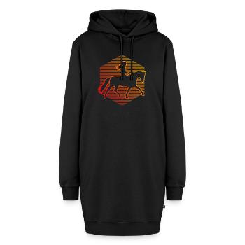 Geschenkidee für eine Springreiterin mit Reitsport - Hoodie-Kleid - Schwarz - Vorne - AI Model Female 172 light (172cm)