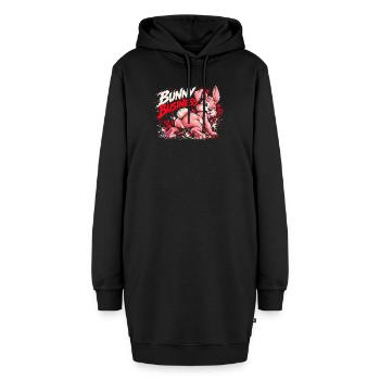 Bunny Business Hase - Hoodie-Kleid - Schwarz - Vorne - AI Model Female 172 light (172cm)