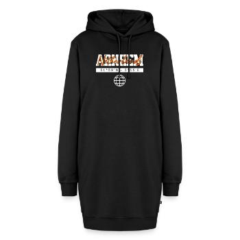 Arnheim Niederlande Koordinaten Reise Souvenir - Hoodie-Kleid - Schwarz - Vorne - AI Model Female 172 light (172cm)