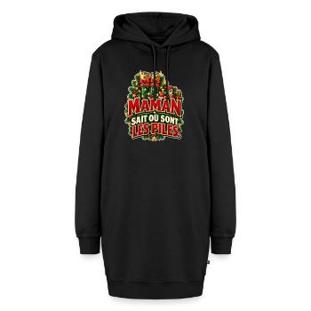 Mama weiß, wo die Batterien sind – Weihnachtshumor - Hoodie-Kleid - Schwarz - Vorne - AI Model Female 172 light (172cm)