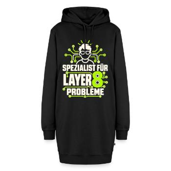 Spezialist für Layer 8 Probleme - Hoodie-Kleid - Schwarz - Vorne - AI Model Female 172 light (172cm)