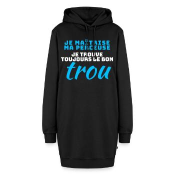 Drill Humor DIY Frech - Hoodie-Kleid - Schwarz - Vorne - AI Model Female 172 light (172cm)