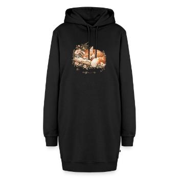 Fuchs im Blumenbuch: Nachtzauber - Hoodie-Kleid - Schwarz - Vorne - AI Model Female 172 light (172cm)