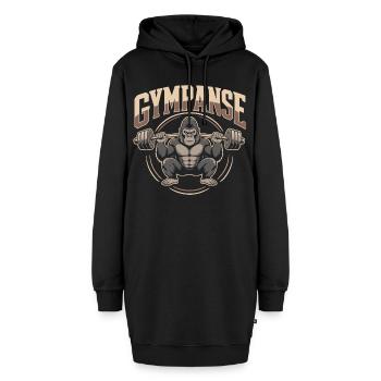 Gympanse Gewichtheber Bodybuilding - Hoodie-Kleid - Schwarz - Vorne - AI Model Female 172 light (172cm)