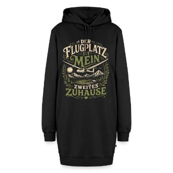 Segelflug: Flugplatz mein Zuhause - Hoodie-Kleid - Schwarz - Vorne - AI Model Female 172 light (172cm)