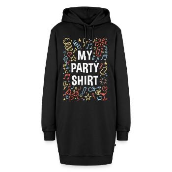 My Party Shirt (Feier / Feiern / Partyspaß / 4C) - Hoodie-Kleid - Schwarz - Vorne - AI Model Female 172 light (172cm)