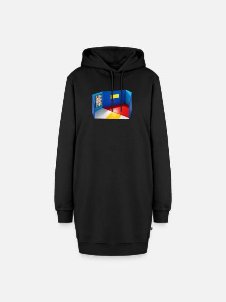 Abstrakter Raum in Primärfarben - Hoodie-Kleid - Schwarz