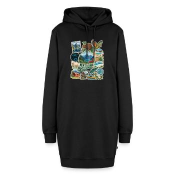 Neuseeland Reisesticker - Hoodie-Kleid - Schwarz - Vorne - AI Model Female 172 light (172cm)