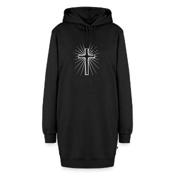Strahlender Kreuzstoß - Hoodie-Kleid - Schwarz - Vorne - AI Model Female 172 light (172cm)